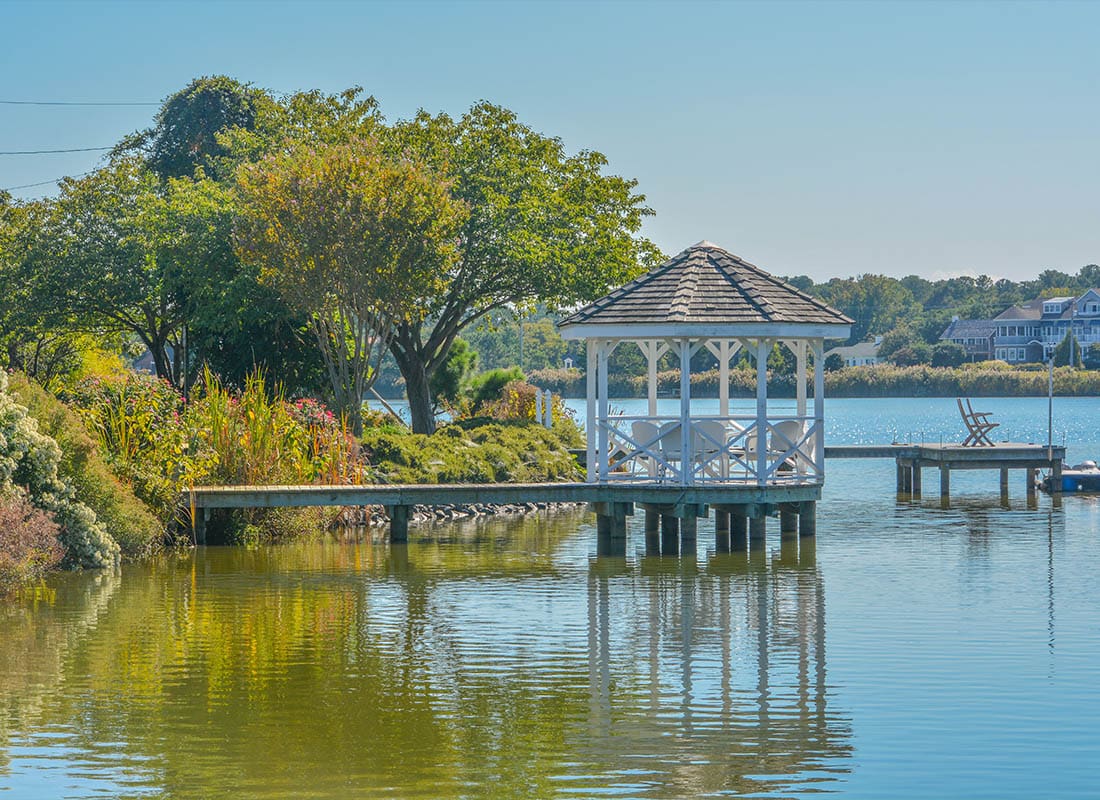 Millsboro , DE - A Beautiful View of the Gazebo on Silver Lake in Rehoboth Beach, Sussex County, Delaware